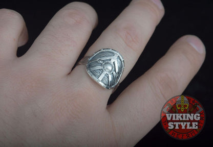 Viking Shield Ring - Fehu, 925 Silver