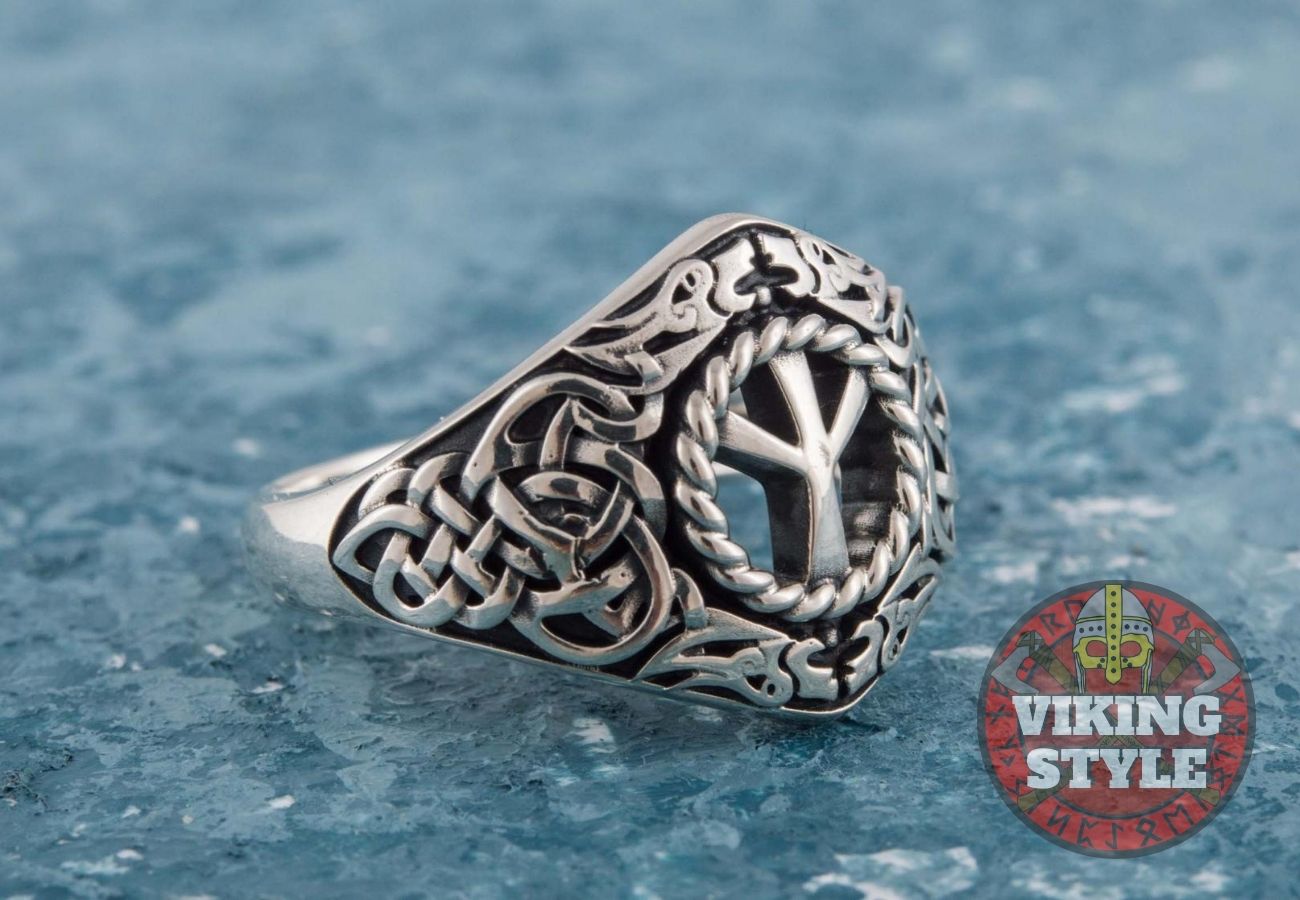 Algiz Ring III - Runic, 925 Silver