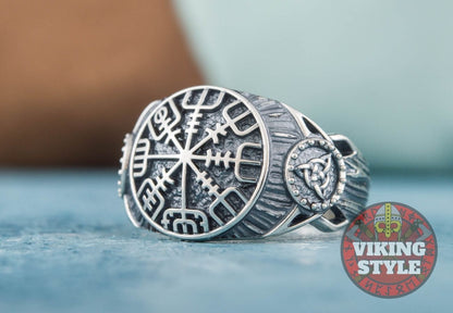 Vegvísir Ring - Triquetra, 925 Silver