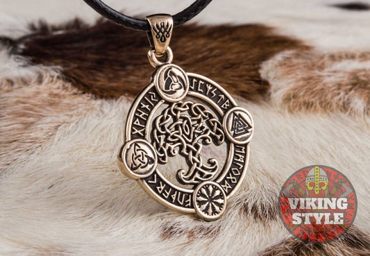 Yggdrasil Pendant II - Norse Symbols, Bronze