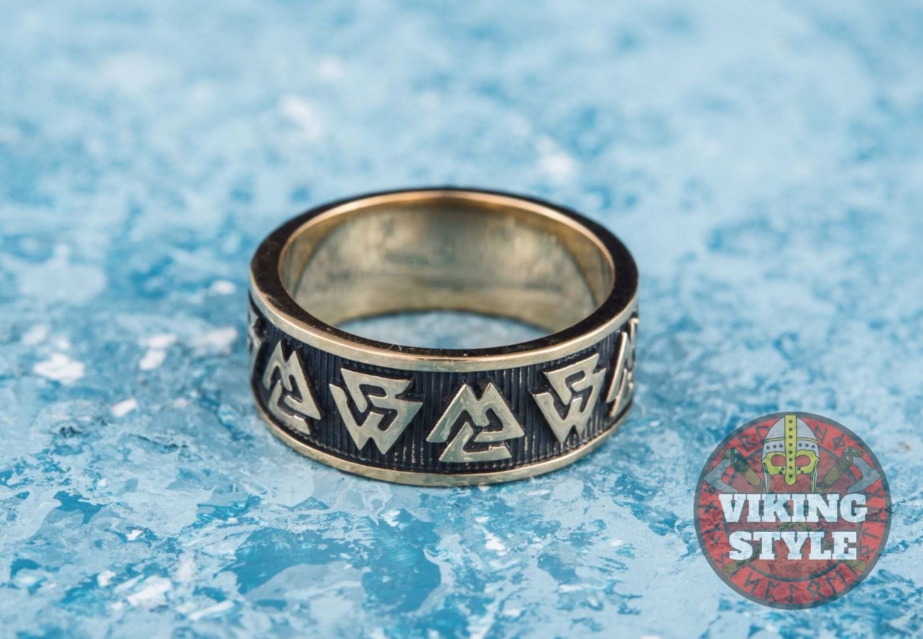 Valknut Ring - Band, Bronze