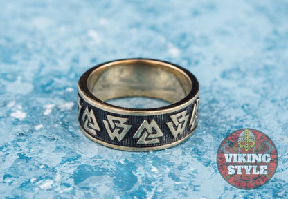 Valknut Ring - Band, Bronze