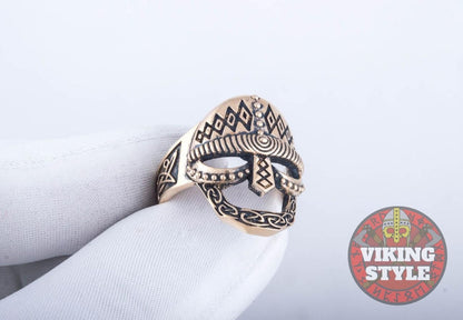 Viking Helmet Ring - Bronze