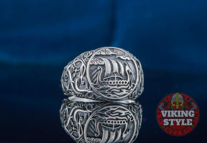 Drakkar Ring - Urnes, 925 Silver