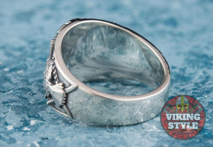 Vegvísir Ring - Corvus, 925 Silver