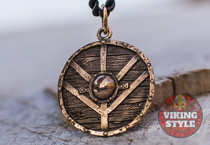 Viking Shield Pendant - Fehu, Bronze
