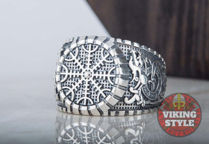 Ægishjálmur Ring - Dragon, 925 Silver