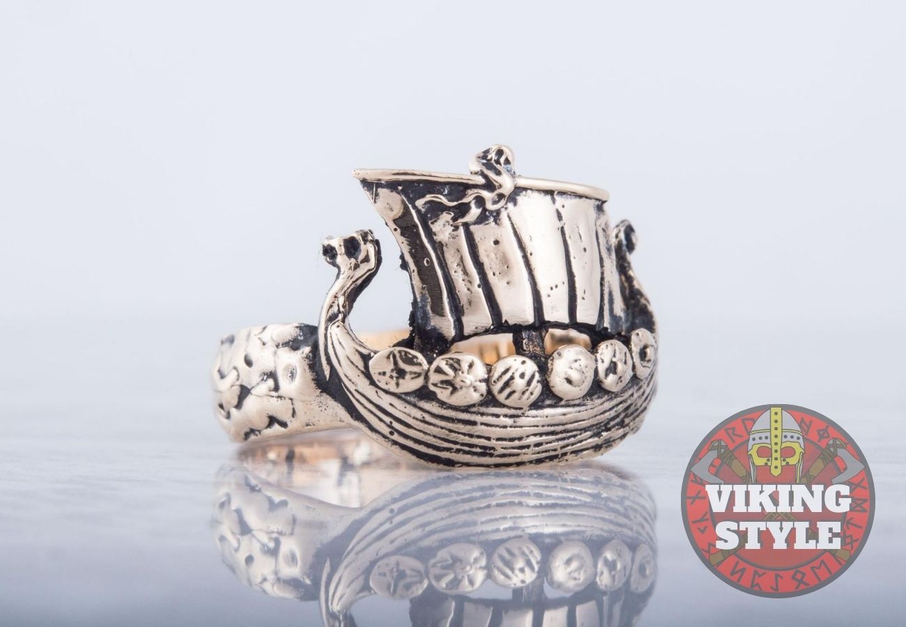 Viking Ship Ring - Drakkar, Bronze