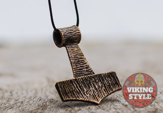 Mjölnir Pendant - Stripe, Bronze