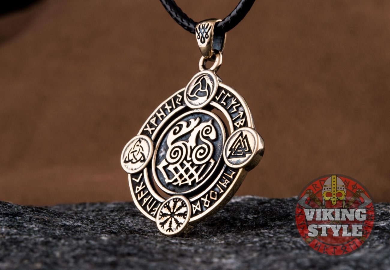 Sleipnir Pendant - Viking Symbols, Bronze