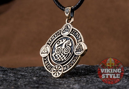 Sleipnir Pendant - Viking Symbols, Bronze