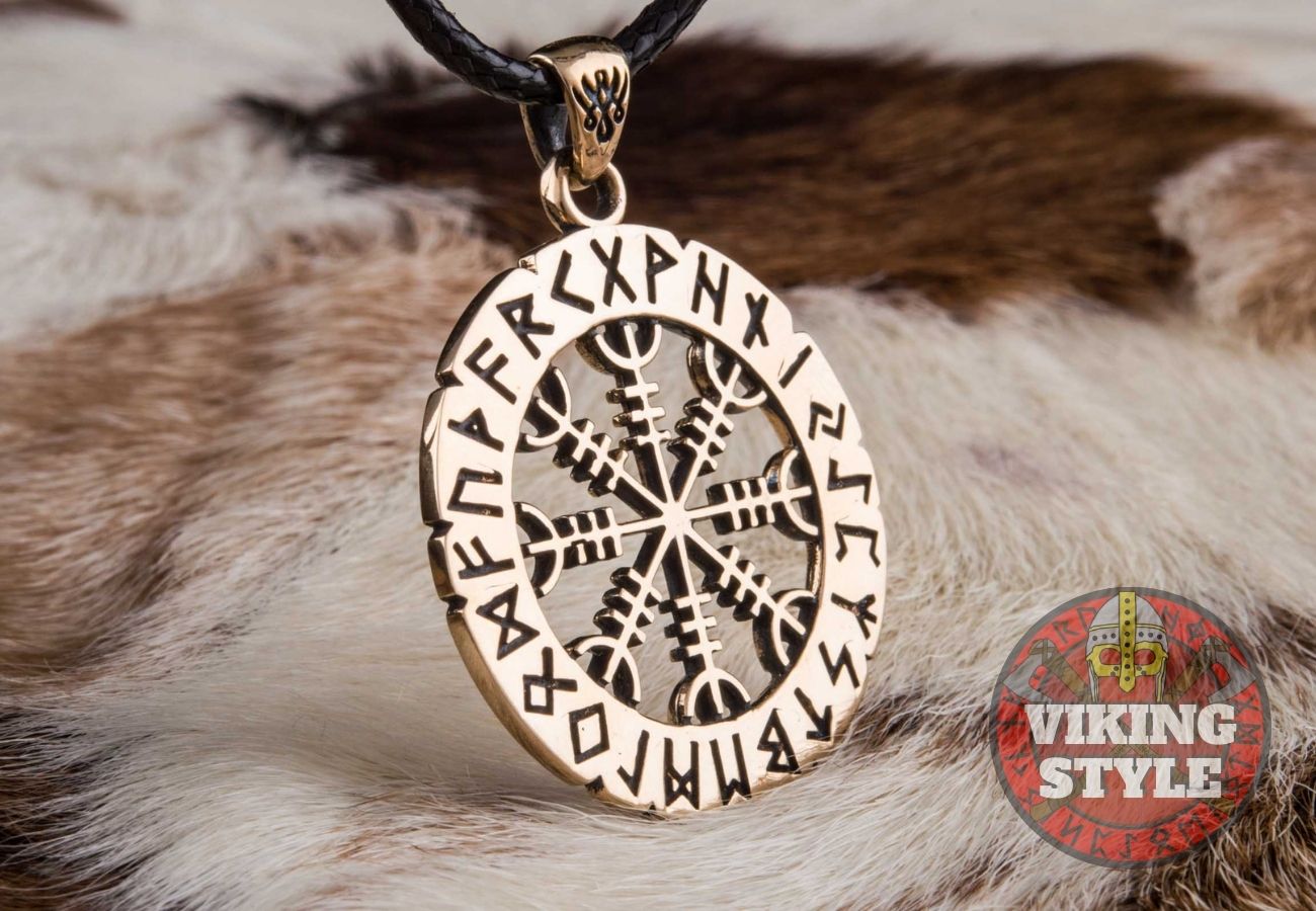 Ægishjálmur Pendant - Runic, Bronze