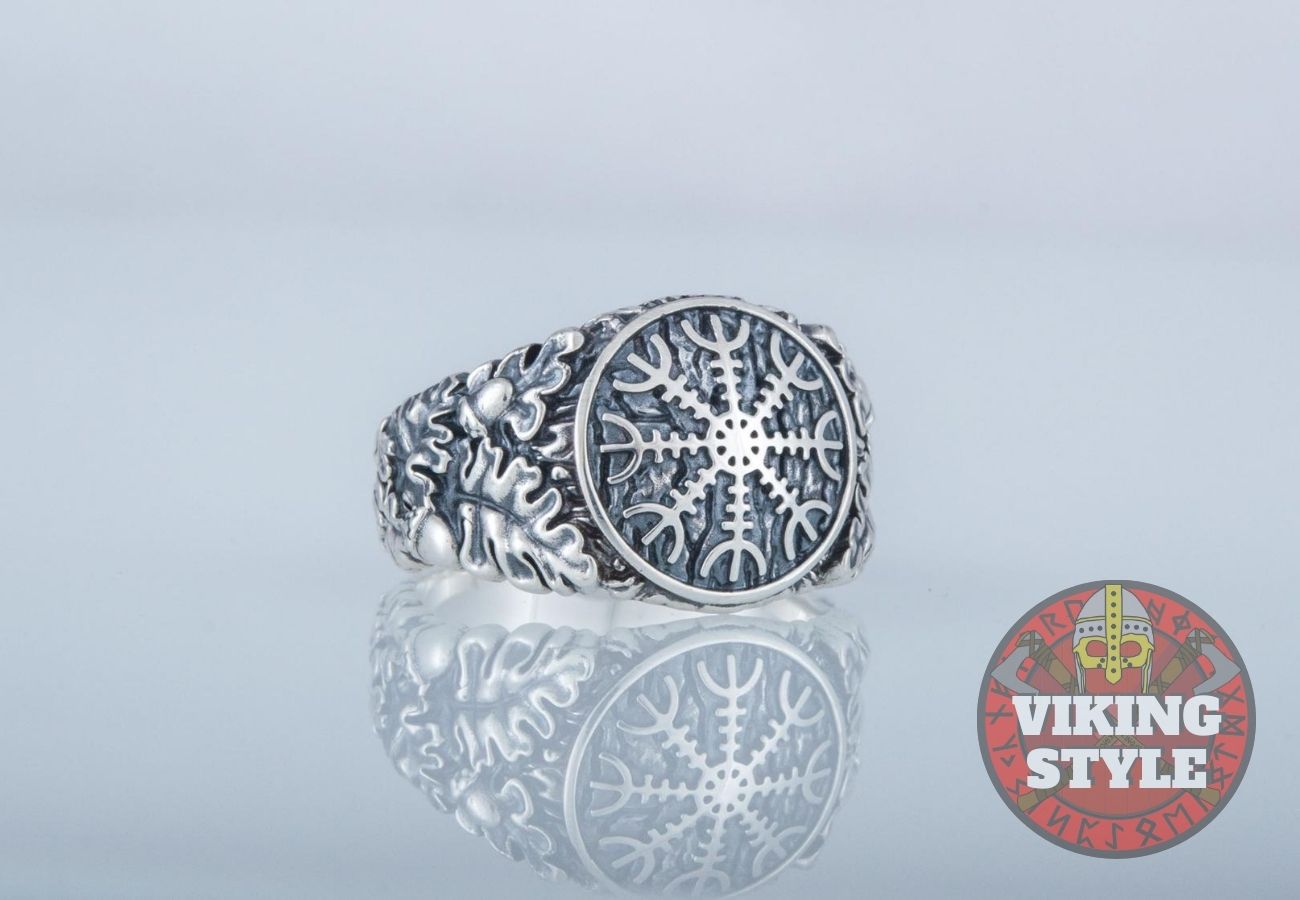 Ægishjálmur Ring III - Oak Leaves, 925 Silver