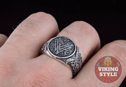 Valknut Ring - Ravens, 925 Silver