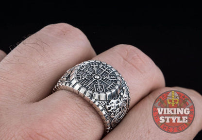 Vegvísir Ring - Dragon, 925 Silver