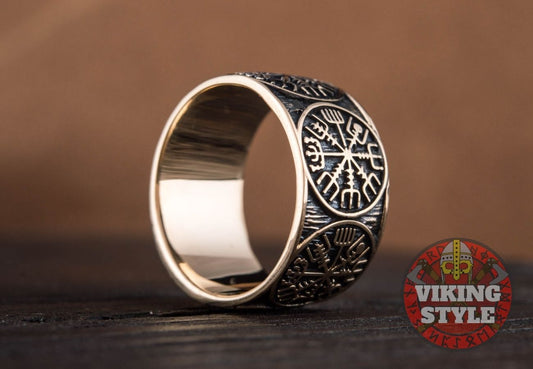 Vegvisir Ring - Band, Bronze