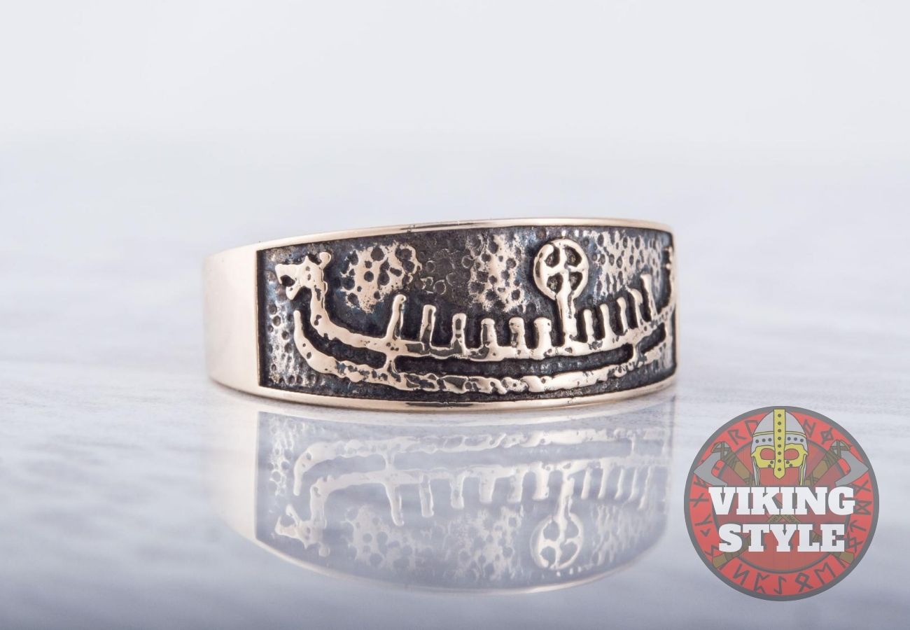 Viking Ship Ring - Drakkar, Bronze