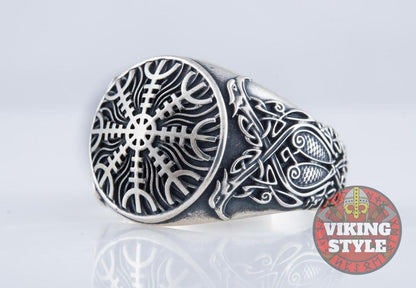 Ægishjálmur Ring - Ravens, 925 Silver