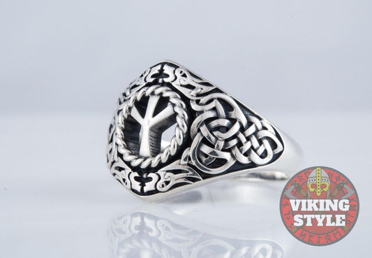Algiz Ring III - Runic, 925 Silver