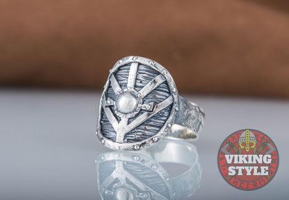 Viking Shield Ring - Fehu, 925 Silver