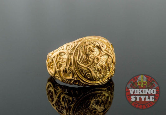 Huginn & Muninn Ring - Urnes, Gold