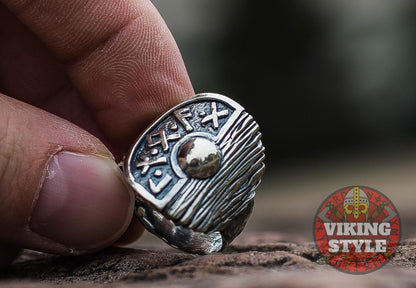Viking Shield Ring - Runic, 925 Silver