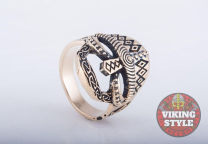 Viking Helmet Ring - Bronze