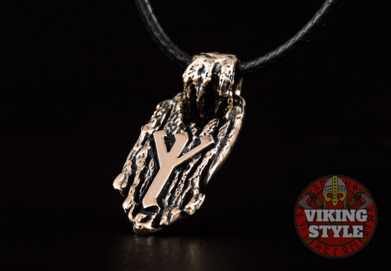 Rune Pendant - Algiz, Bronze