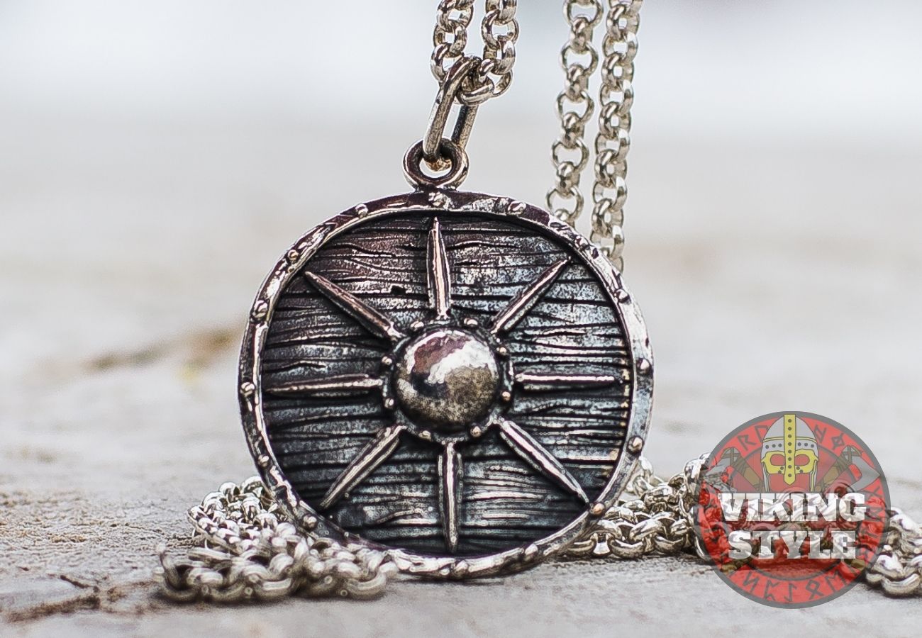 Viking Shield Pendant - Star, 925 Silver