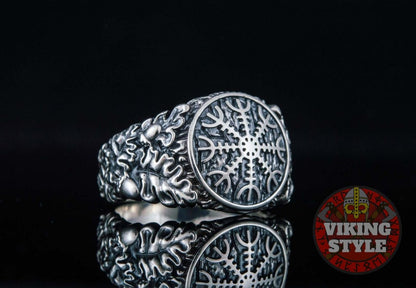Ægishjálmur Ring III - Oak Leaves, 925 Silver