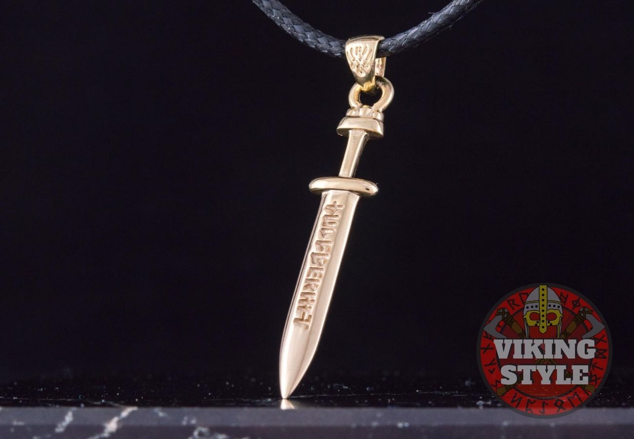Viking Sword Pendant - Gold