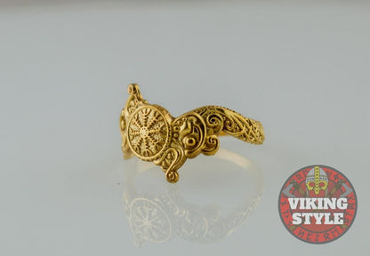 Ægishjálmur Ring - Wolf, Gold