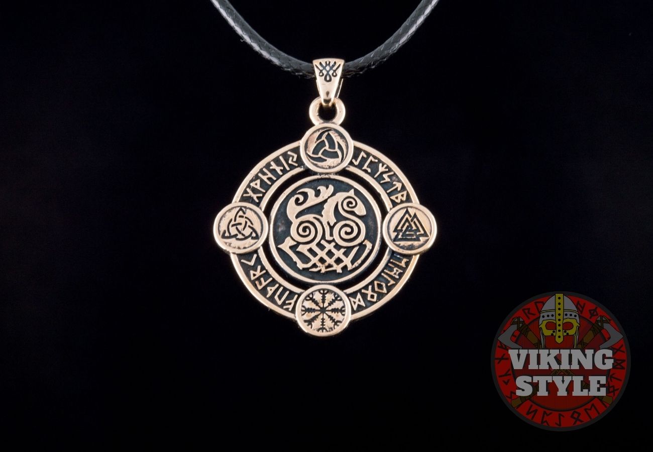 Sleipnir Pendant - Viking Symbols, Bronze