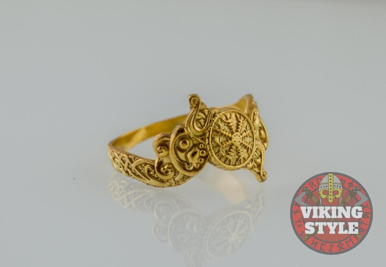Ægishjálmur Ring - Wolf, Gold