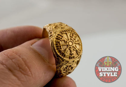 Vegvísir Ring - Urnes, Gold