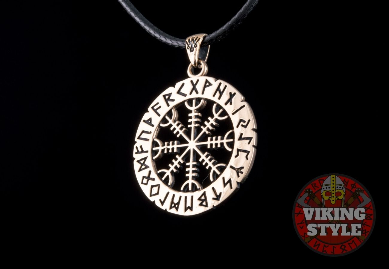 Ægishjálmur Pendant - Runic, Bronze