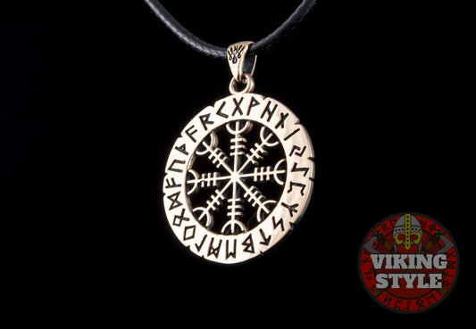 Ægishjálmur Pendant - Runic, Bronze