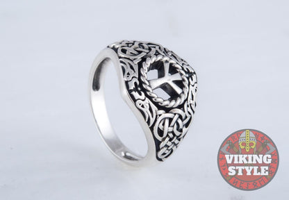 Algiz Ring III - Runic, 925 Silver