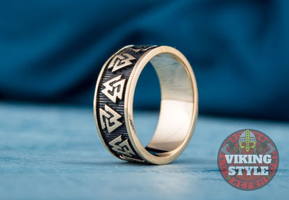 Valknut Ring - Band, Bronze