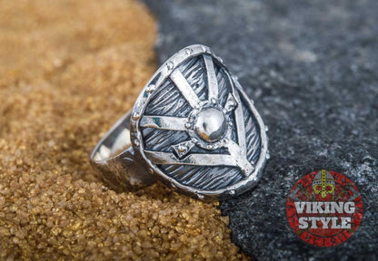 Viking Shield Ring - Fehu, 925 Silver