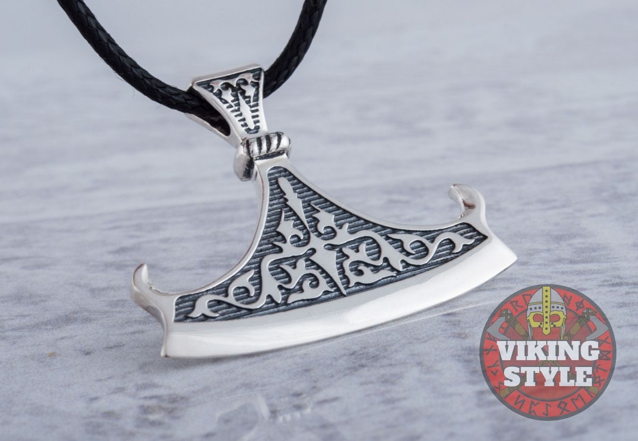 Viking Axe Head Pendant - Double Beard, 925 Silver