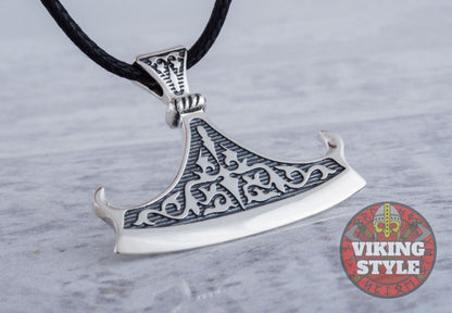 Viking Axe Head Pendant - Double Beard, 925 Silver