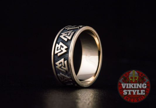 Valknut Ring - Band, Bronze