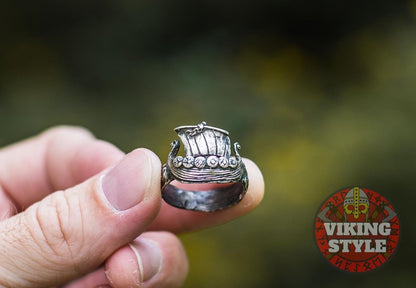 Viking Ship Ring II - Drakkar, 925 Silver