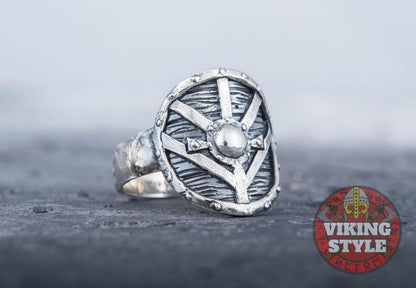 Viking Shield Ring - Fehu, 925 Silver