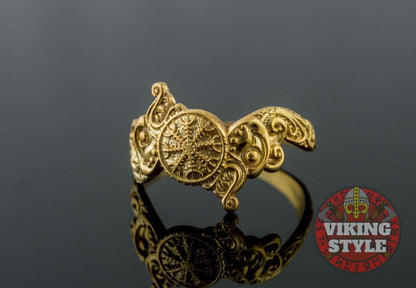 Ægishjálmur Ring - Wolf, Gold