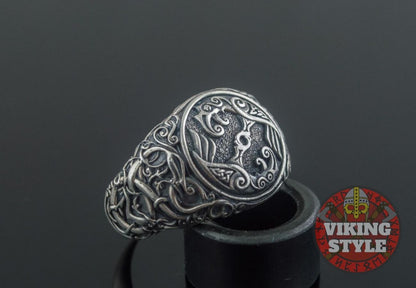 Huginn & Muninn Ring - Urnes, 925 Silver