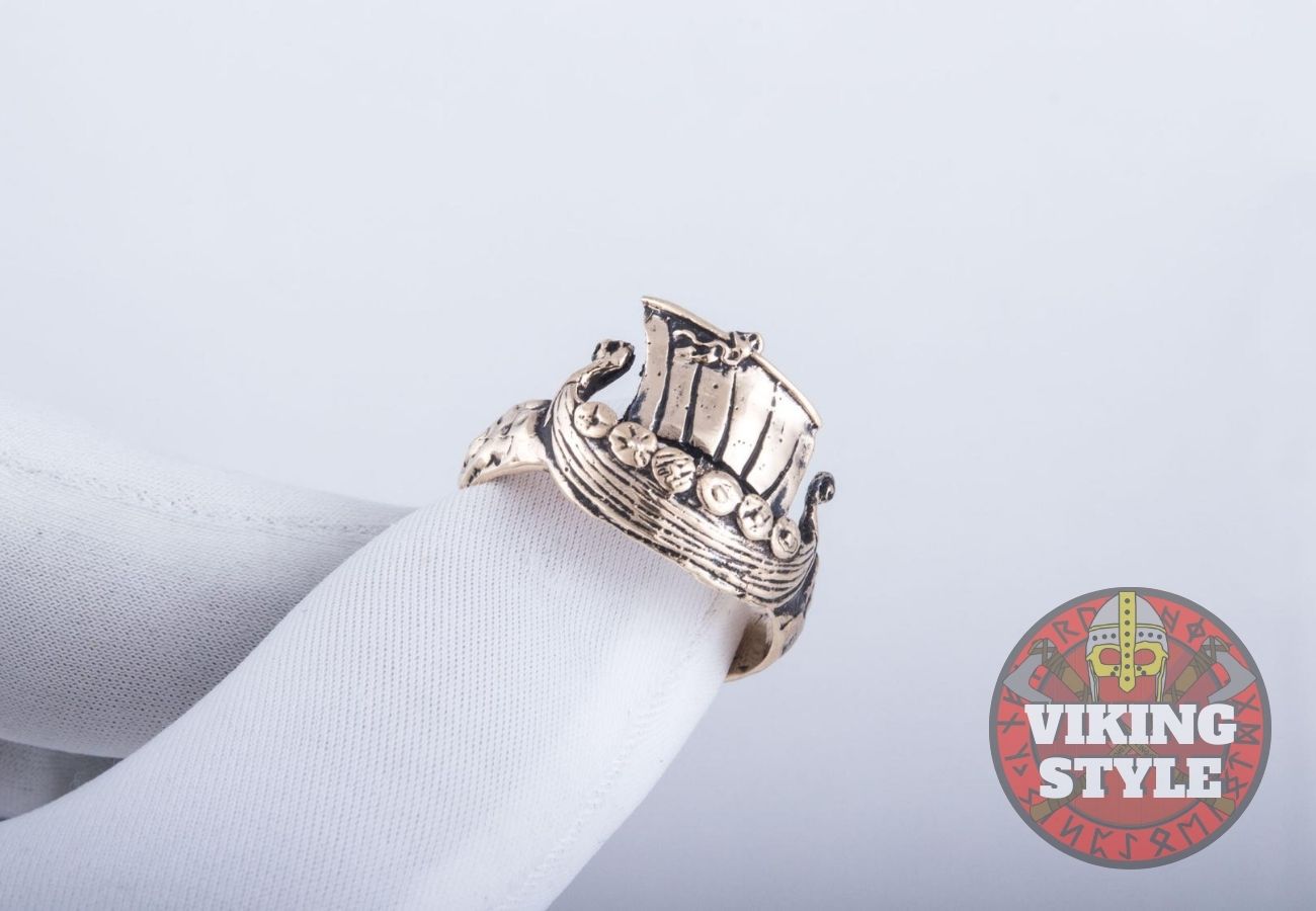Viking Ship Ring - Drakkar, Bronze