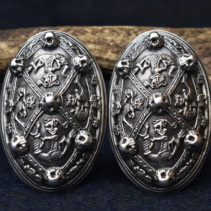 Silver Viking Tortoise Brooch (Pair)