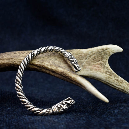 Large Silver Viking Dragon Bracelet